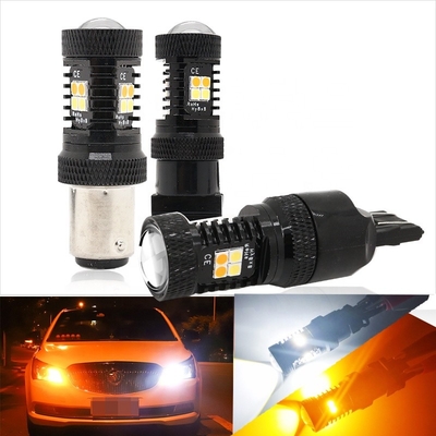 Света поворотника тормоза СИД Switchback 12V двойного цвета белые желтые 1157 3157 7443 3030 16SMD