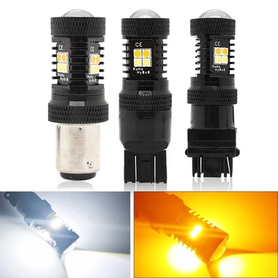 Света поворотника тормоза СИД Switchback 12V двойного цвета белые желтые 1157 3157 7443 3030 16SMD