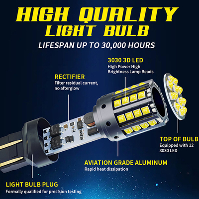 Белый алюминиевый сплав светодиодный поворотный сигнал 1156 1157 T20 3030 44SMD обратный свет 12V 24V