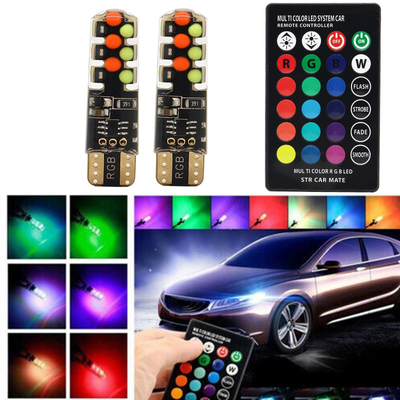 Яркость Новый тип автомобиля Внутренняя светодиодная лампочка T10 5050 6SMD RGB цвет С RGB С дистанционным светодиодом мигающие огни