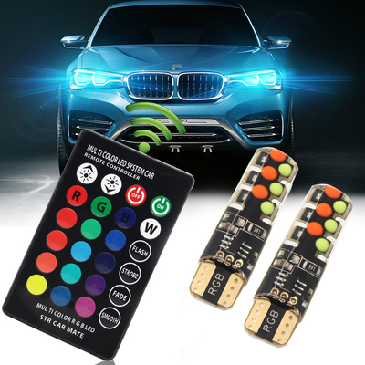 Яркость Новый тип автомобиля Внутренняя светодиодная лампочка T10 5050 6SMD RGB цвет С RGB С дистанционным светодиодом мигающие огни