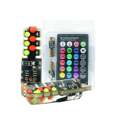 Яркость Новый тип автомобиля Внутренняя светодиодная лампочка T10 5050 6SMD RGB цвет С RGB С дистанционным светодиодом мигающие огни