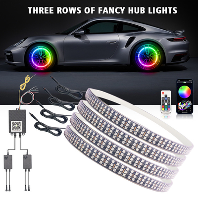 RGB SMD 5050 LED Strip IP67 водонепроницаемое светодиодное колесо автомобиля Hub Цветовой свет RGB светодиодное колесо для колес автомобиля с управлением приложением