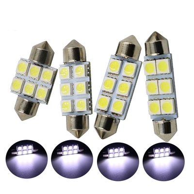 Купола шарика лампы светов автомобиля СИД 6SMD фестона C5W 5050 DC 12V 31mm внутреннего голубой белый 36mm 39mm 41mm